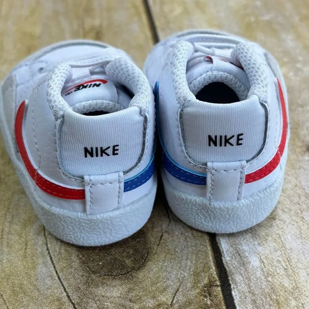 Nike Tennis Shoes Infant Size 1C White Red Blue Trainers Sneakers